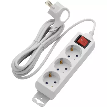Удлинитель Dwi 3 розетки 3 м H05VV-F 3х1,5 мм2 16 А 3,68 кВт с кнопкой белый (32058 6)