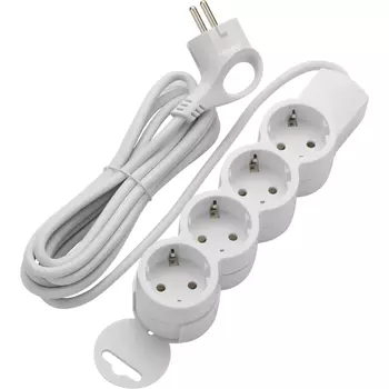 Удлинитель Dwi 4 розетки 3 м ПВС 3х0,75 кв.мм 10 А 2,2 кВт белый (32012 0)