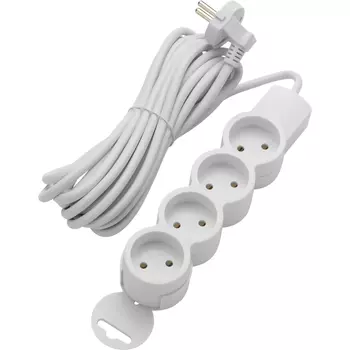 Удлинитель Dwi 4 розетки 5 м ПВС 3х0,75 кв.мм 10 А 2,2 кВт белый (32011 3)