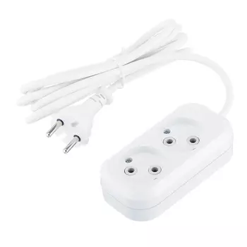 Удлинитель Makel 2 розетки 2 м ПВС 2х0,75 кв.мм 10 А 2,2 кВт белый (MGP102)