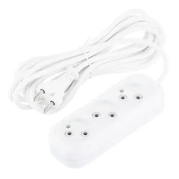 Удлинитель Makel 3 розетки 5 м ПВС 2х0,75 кв.мм 10 А 2,2 кВт белый (MGP124)