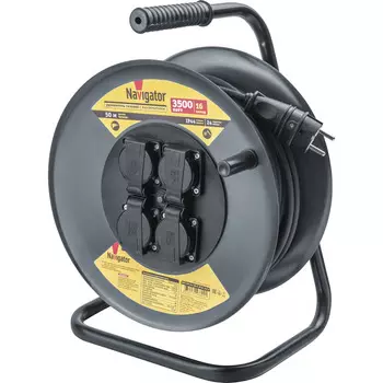 Удлинитель Navigator с заземлением 50 м на катушке 3,5 кВт 4 розетки КГ 3х2,5 кв.мм IP44
