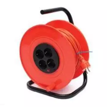 Удлинитель силовой на катушке 10 А (ПВС 3х0,75) 4 розетки с/з, 25 м