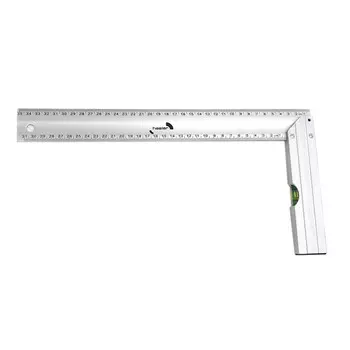 Угольник строительный Hesler 350 мм с уровнем алюминиевый