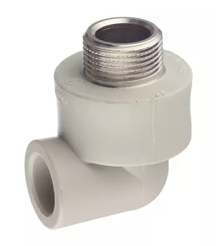 Угол полипропиленовый FV-Plast 20 мм х 3/4 НР(ш) серый (216021)