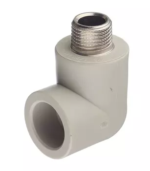 Угол полипропиленовый FV-Plast 25 мм х 1/2 НР(ш) серый (216026)