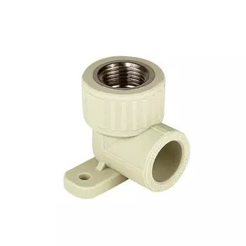 Угол полипропиленовый Valfex комбинированный с креплением 20 мм х 1/2 ВР(г) серый (10120020Г)