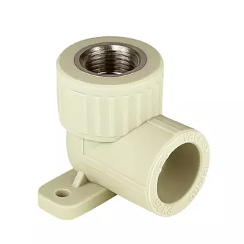 Угол полипропиленовый Valfex комбинированный с креплением 25 мм х 1/2 ВР(г) серый (10120025Г)