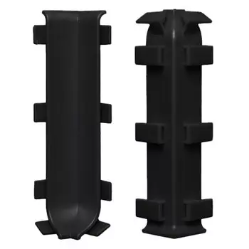 Угол внутренний 60 мм черный для алюминиевого плинтуса (2 шт.)