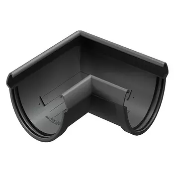 Угол желоба Docke Lux пластиковый d140 мм 90° графитовый серый RAL 7024