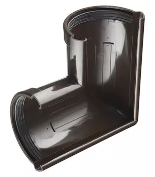 Угол желоба Docke Lux пластиковый d140 мм 90° шоколад RAL 8019