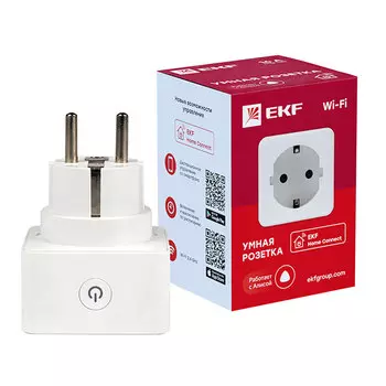Умная розетка EKF Connect (RCS-1-WF) белая с заземлением