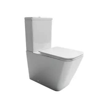 Унитаз-компакт Ceramicanova Cubic Rimless безободковый с универсальным выпуском с сиденьем дюропласт микролифт белый (CN1803)