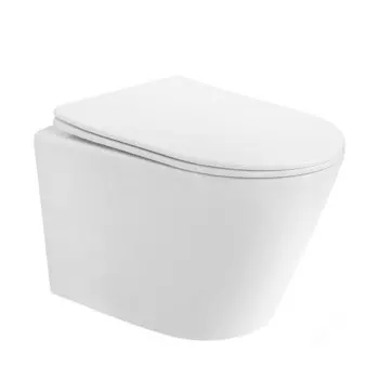 Унитаз подвесной Abber Bequem безободковый белый с сиденьем дюропласт микролифт (AC1102T)