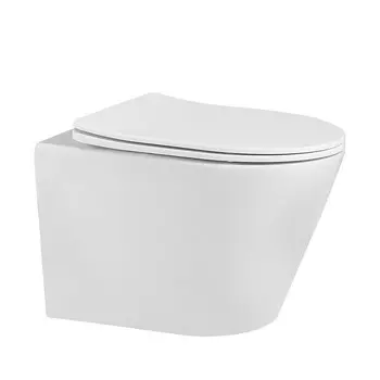 Унитаз подвесной Abber Bequem безободковый с сиденьем дюропласт микролифт (AC1102MW)