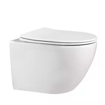 Унитаз подвесной Abber Bequem безободковый с сиденьем дюропласт микролифт (AC1100)