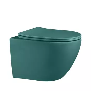 Унитаз подвесной Abber Bequem безободковый зеленый с сиденьем дюропласт микролифт (AC1101MBG)