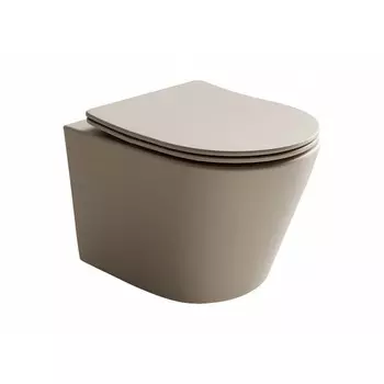 Унитаз подвесной Ceramicanova Balearica Rimless безободковый бежевый с сиденьем дюропласт микролифт (CN6000MC)