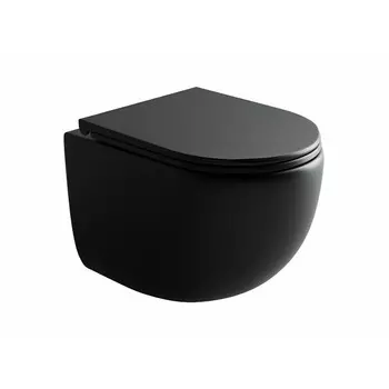 Унитаз подвесной Ceramicanova UP безободковый черный с сиденьем дюропласт микролифт смыв торнадо (CN4007MB)