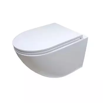 Унитаз подвесной Cerutti Spa Sella безободковый с сиденьем дюропласт микролифт (26868)