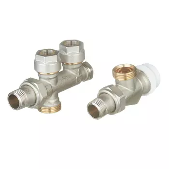 Узел регулирующий угловой Valtec 1/2 НР(ш) х 3/4 EK для радиатора для двухтрубных систем (VT.225K.N.E04100)