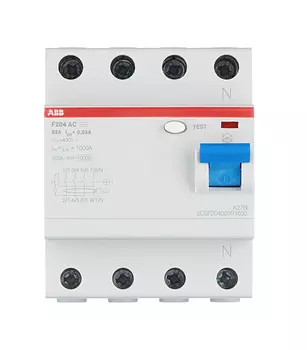 УЗО ABB S F204 63А 30 мА 4P тип АС 10 кА (2CSF204001R1630)