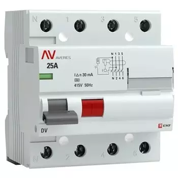 УЗО EKF Averes DV 25А 3P+N тип A 30 мА 10 кА (rccb-4-25-30-a-av)