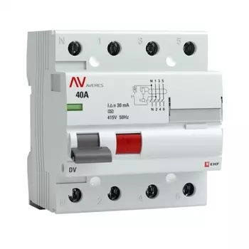 УЗО EKF Averes DV 25А 30 мА 4P тип АС 10 кА (rccb-4-40-30-a-av)