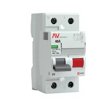 УЗО EKF Averes DV 40А 100 мА 2P тип АС 10 кА (rccb-2-40-100-s-av)