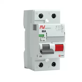 УЗО EKF Averes DV 80А 30 мА 2P тип A 10 кА (rccb-2-80-30-a-av)