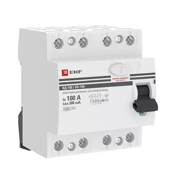 УЗО EKF PROxima ВД-100 100А 3P+N тип AC 300 мА 4,5 кА (elcb-4-100-300-em-pro)
