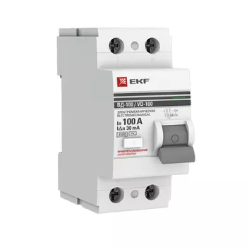 УЗО EKF PROxima ВД-100 100А 1P+N тип AC 30 мА 4,5 кА (elcb-2-100-30-em-pro)