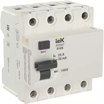 УЗО IEK Armat R10N 25А 4P тип AC 30 мА 10 кА (AR-R10N-4-025C030)