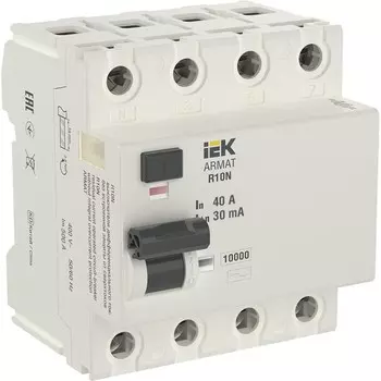 УЗО IEK Armat R10N 40А 4P тип AC 30 мА 10 кА (AR-R10N-4-040C030)