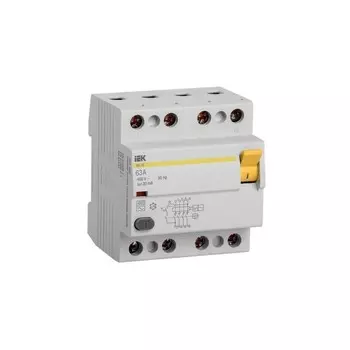 УЗО IEK ВД1-63 63А 3P+N тип AC 30 мА 4,5 кА (MDV10-4-063-030)