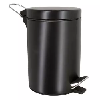 Ведро для мусора WasserKraft K-633B с крышкой 3 л металл черное с педалью