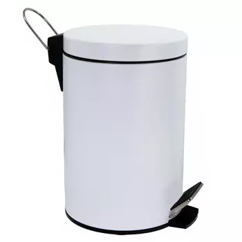 Ведро для мусора WasserKraft K-635W с крышкой 5 л металл белое с педалью