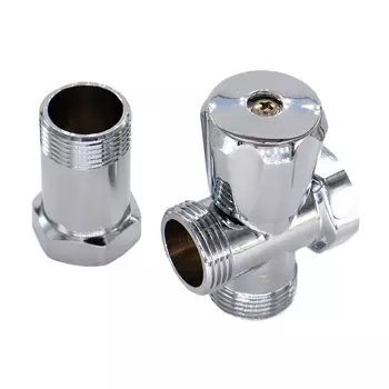 Вентиль латунный СТМ 3/4НР(ш) х 3/4НР(ш) х 3/4ВР(г) для подключения бытовой техники хром