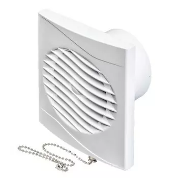 Вентилятор осевой Эвент Волна с тяговым выключателем с антимоскитной сеткой 157х157 мм d100 мм белый