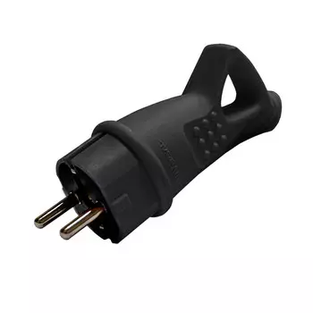 Вилка штепсельная UNIVersal с заземлением IP44 с ушком черная