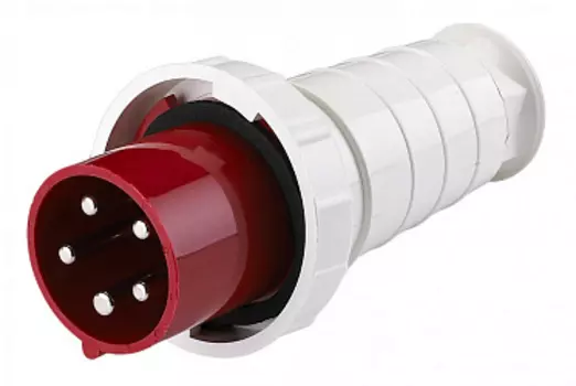 Вилка силовая прямая переносная ВП-102 с заземлением 3Р+РЕ+N 63 А IP67 красная (26008DEK)