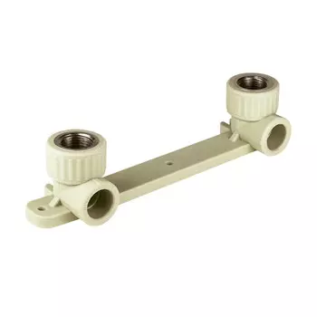 Водорозетка полипропиленовая Valfex двойная 20 мм х 1/2 ВР(г) на планке серая (10124020Г)