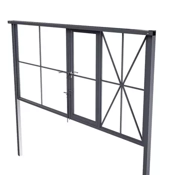 Ворота распашные каркас со столбами 3,5х1,85 м с калиткой графитовый серый RAL 7024