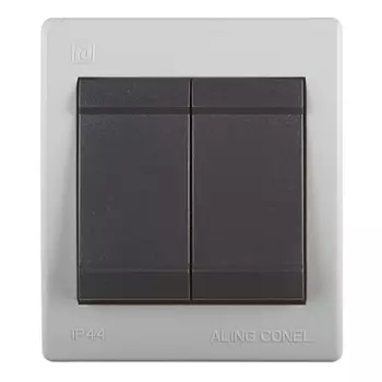 Выключатель Aling-conel 252.1A двухклавишный открытая установка серый IP44