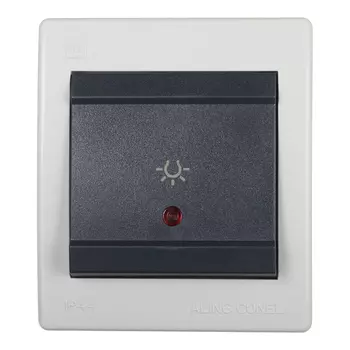 Выключатель Aling-conel 255I.1A одноклавишный открытая установка серый IP44 с подсветкой
