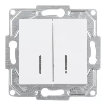 Выключатель GUNSAN Eqona 16401100-150104 двухклавишный скрытая установка белый IP20 с подсветкой