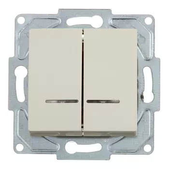 Выключатель GUNSAN Eqona 16401200-150104 двухклавишный скрытая установка бежевый IP20 с подсветкой