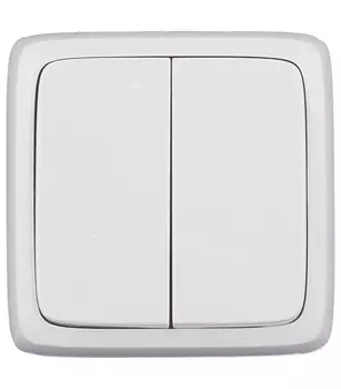 Выключатель Hegel Alfa двухклавишный накладной белый (ВА10-153)