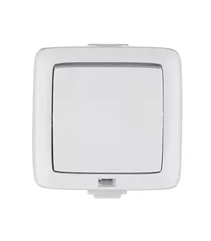 Выключатель Hegel Alfa одноклавишный накладной белый с подсветкой (ВА10-212)