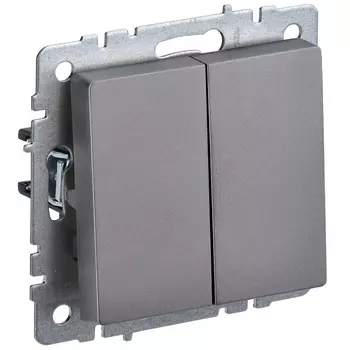 Выключатель IEK Brite ВС10-2-0-БрС двухклавишный встраиваемый сталь (BR-V20-0-10-K46)